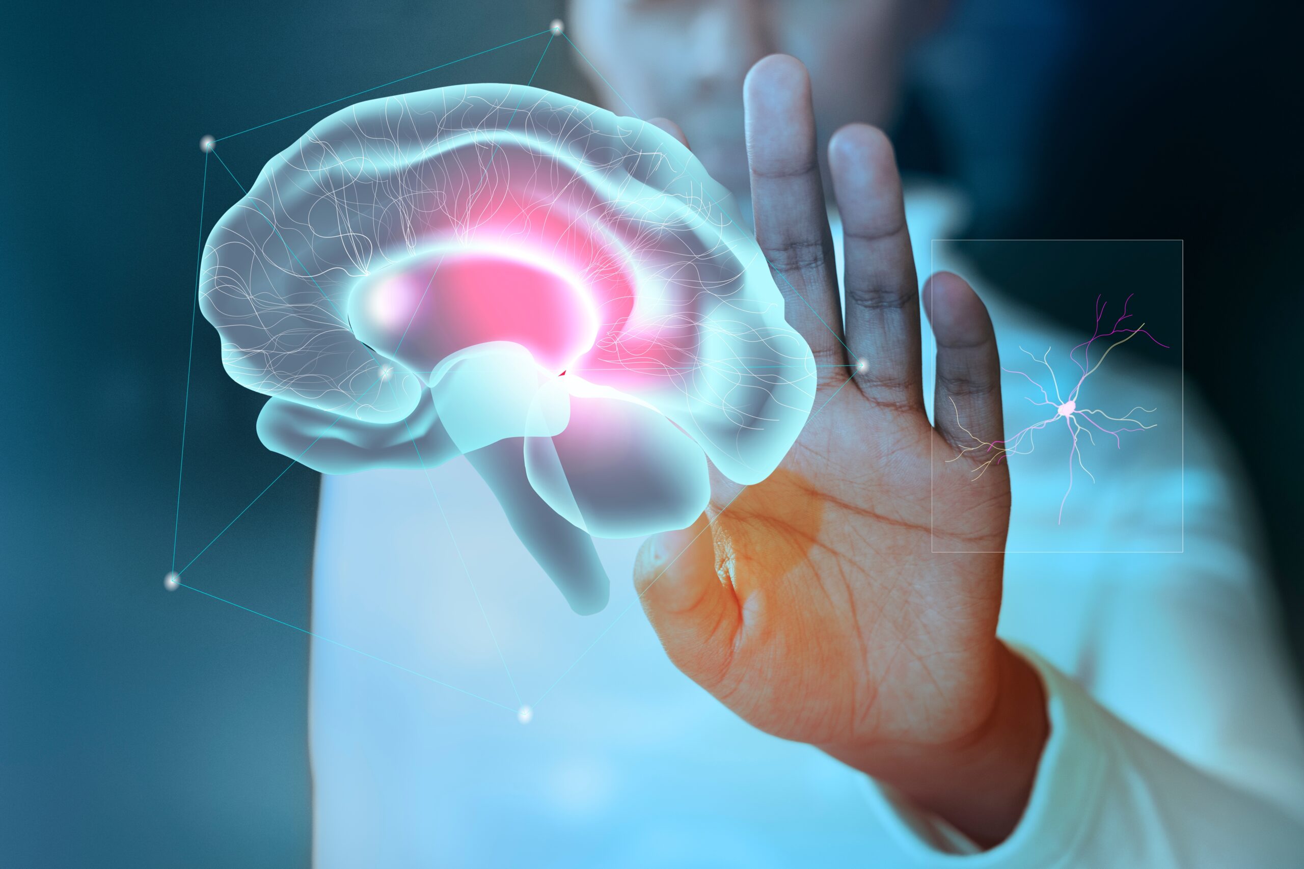 Woman touching virtual interface screen smart technology Terapia Visual